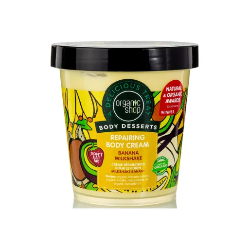 Organic Shop Body Desserts Banana Milkshake Ενυδατική Κρέμα Ανάπλασης Σώματος με Άρωμα Βανίλια 450ml